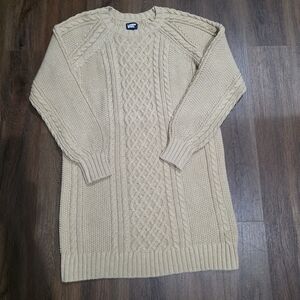 Lands' End Tan Cable Knit Sweater